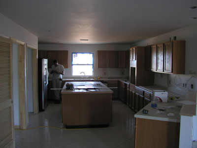 Kitchen with cabnets installed...
