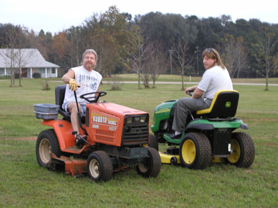 Everyone out cutting Grass