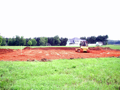 Placing about 45 truck loads of soil