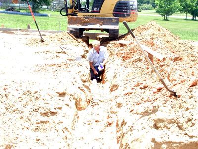 Installing the main Trunk line for septic