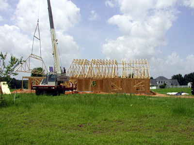 Crane setting 43 Trusses...