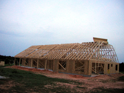 End of the day the trusses are set.. and piggy backs are stacked to be placed...