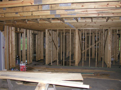 Interior framing to the master bedroom...