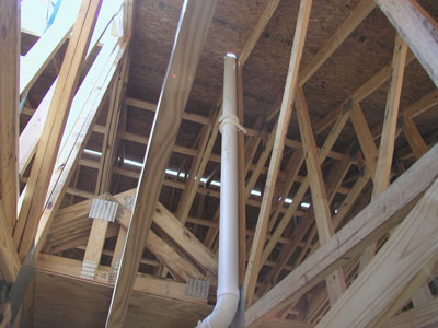 The vent running up the thru the roof...