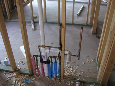 Some of the plubming stackout for a bathroom..