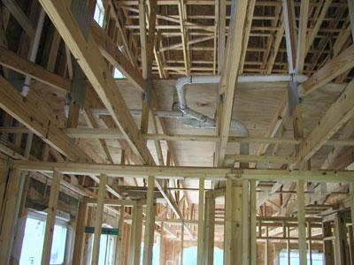 This is the underside of the plumbing rough in for up stairs bathroom..