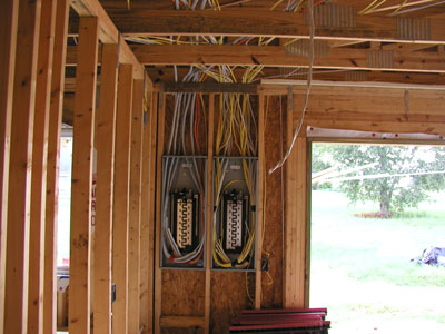 The breaker boxes for the house..