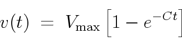 \begin{displaymath}
v(t) \; = \; V_{\rm max} \left[ 1 - e^{-Ct} \right]
\end{displaymath}