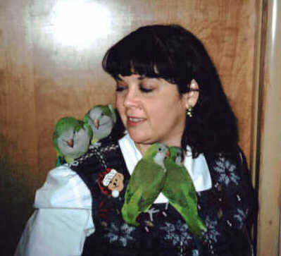 Kathleen with FIDs (feathered kids)