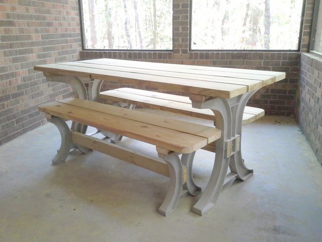 2x4basics picnic table
        with benches tucked underneath