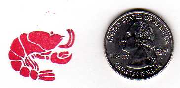 Crayfish stamp image (US quarter for scale)