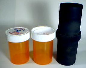 Two pill containers sharing the same cap