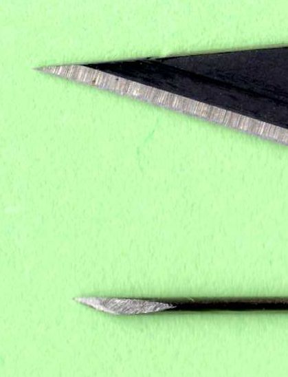 Close-up of knife blade tips